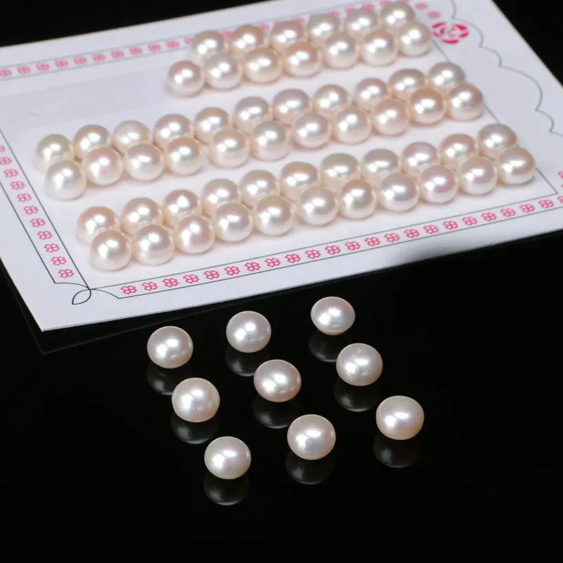 

Wholesale Fresh water Pearls 6A Top Quality Half Hole Natural Button Loose White Pearls for Jewelry Making Trendy Woman Earrings