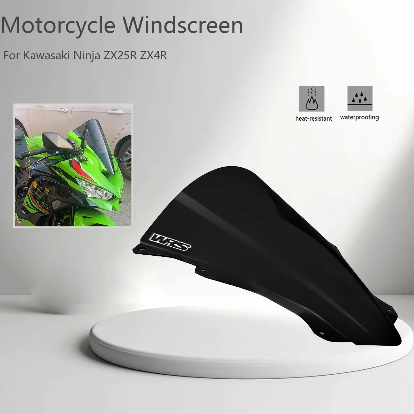 

Motorcycle Heightening Raised Windshield WindScreen Gray For Kawasaki Ninja ZX-25R 2020-2023 ZX-4RR ZX4RR ZX-4R ZX4R 2023 2024