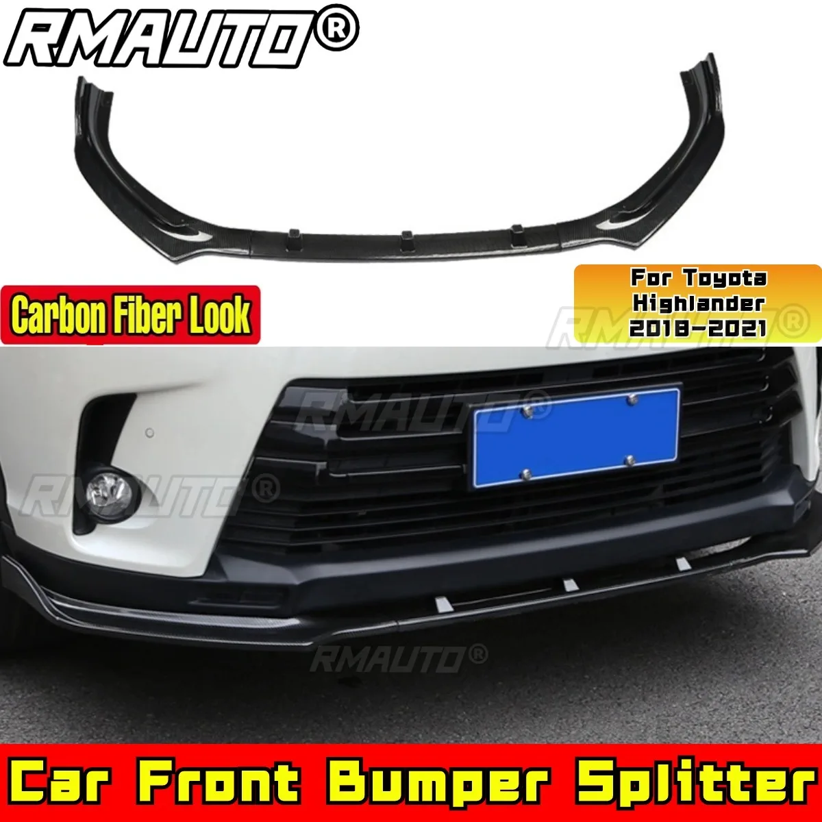 For Highlander 2018-2021 Body Kit Front Bumper Splitter Front Bumper Diffuser For Toyota Highlander 2018-2021 Car Accessories