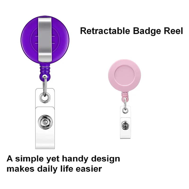 รอกป้ายหดเก็บได้60แพ็คที่ใส่ป้ายคลิปสำหรับแขวนบัตรประชาชนคีย์การ์ดแบบสุ่มสี