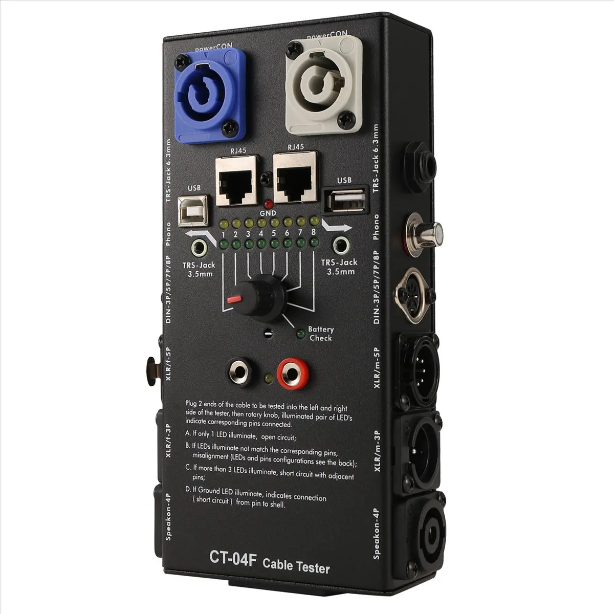 DTC5 CT-04F Multifunctional Line Tester Audio Line Xlr Signal Line Tester -Compatible CT-04F