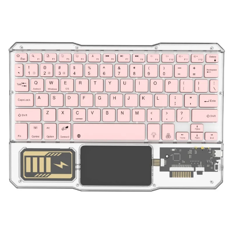 Wireless Bluetooth keyboard Transparent RGB colorful lights Mobile phone Tablet notebook Three system compatible