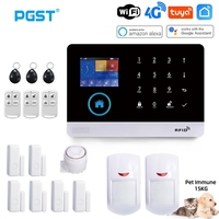 PGST PG103 Wifi 4G Tuya Alarm System With Pet Immune Motion Sensor smoke sensor IP Camera Wireless Smart Home Security Alexa