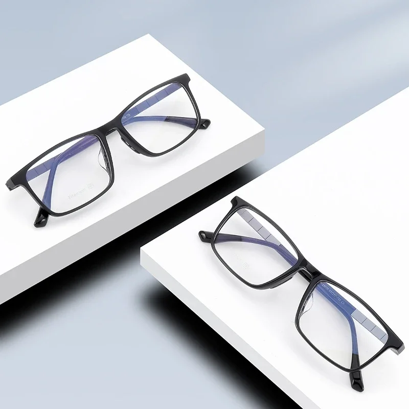 OLLYMURS 2024 موضة الأعمال TR90 التيتانيوم النقي نظارات خفيفة مربع النظارات الطبية البصرية الإطار الرجال T-23070