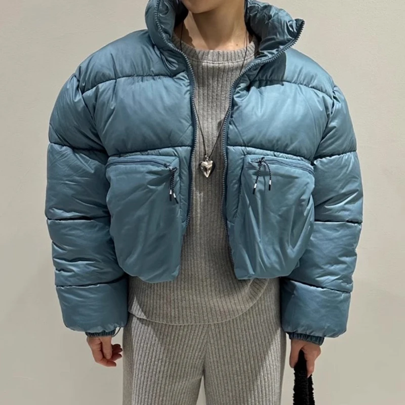 Parkas à col montant pour femmes, veste à manches longues, vêtements d'extérieur à fermeture éclair, vêtements de proximité, décontracté, automne, hiver, 2024