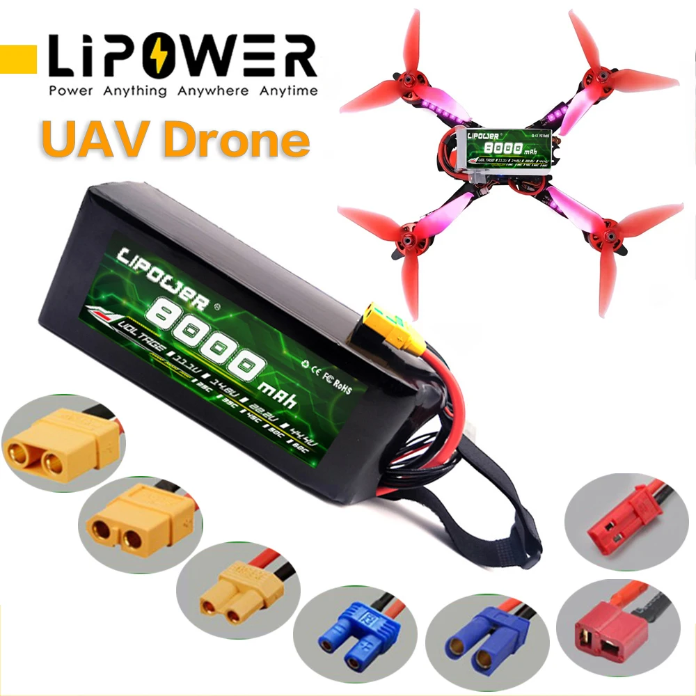 8000mAh Lipo Drone UAV lithium Battery Quadcopter Four Axis 7.4V 11.1V 14.8V 18.5V 22.2V For RC Car FPV Racing Truck Boat Part