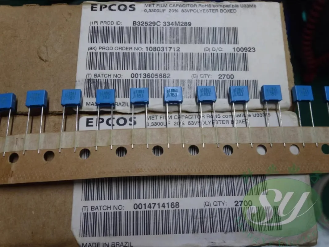 

20 шт. EPCOS 0,33 мкФ/63 В 330nf u33 334 новый тонкопленочный конденсатор 5 мм B32529C334M289