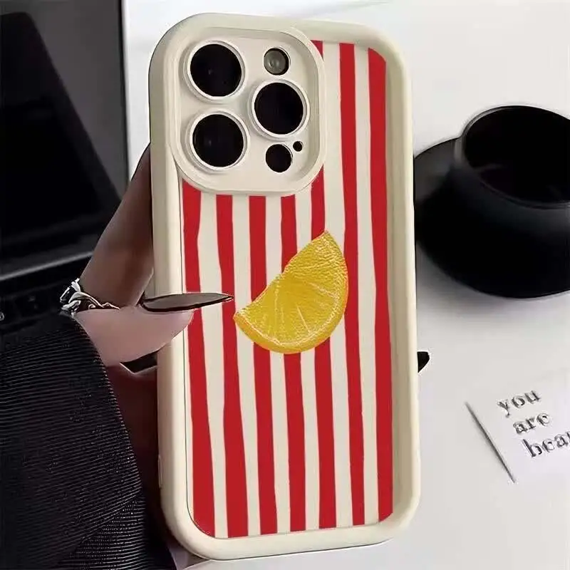 サマーレモン クールストライプ スマホケース Samsung Galaxy S25 S24 S23 S22 Ultra Plus FE A16 A36 A56 A52 A53 A35 A55 5G ソフトカバー