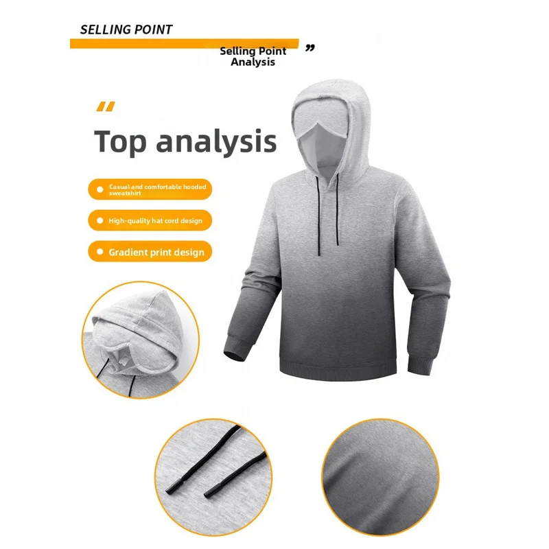 QICHE 2026 Men Gradient Color Sports Casual Set, Autumn Winter Fleece Lined Thick Composite Fabric Versatile Long Sleeve Outfit