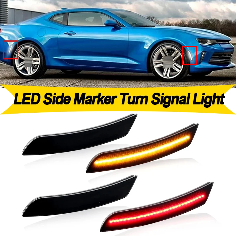 

For Chevrolet Chevy Camaro 2016 2017 2018 2019 2020 Front Amber Rear Red LED Side Marker Turn Siganl Light Indicator Lamp