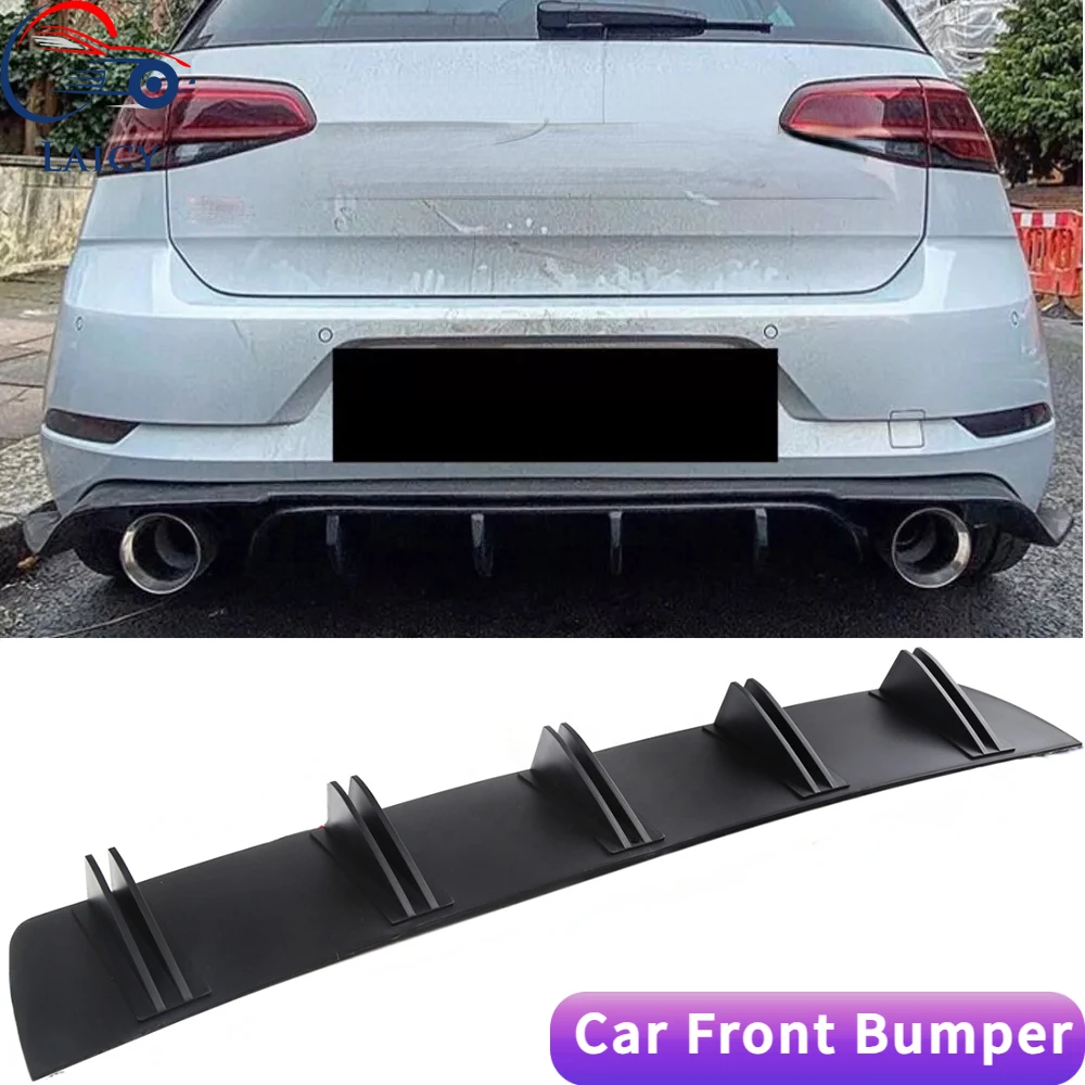 LAICY For Golf MK7.5 GTI Car Rear Diffuser Shark Fins Bumper Splitter Chin Spoiler Lip Matte Black Shunt Rear Bumper Lip