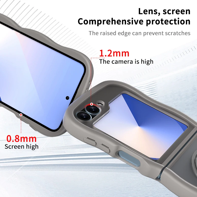 مرآة كبيرة موجة الجلد يشعر 360 الدورية سليم قضية الهاتف لسامسونج غالاكسي فليب 7 6 5 4 3 7FE مسنده غطاء شحن لاسلكي