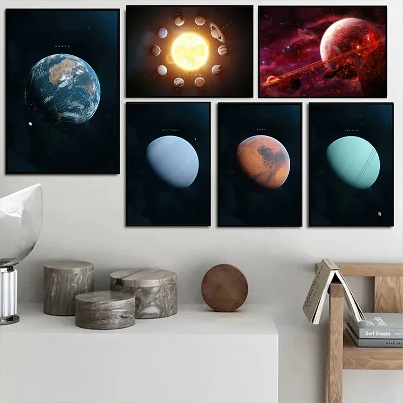 Universe Planetary Satellite Aesthetic Canvas Painting Posters and Prints Wall Art Picture For Living Room Decoration