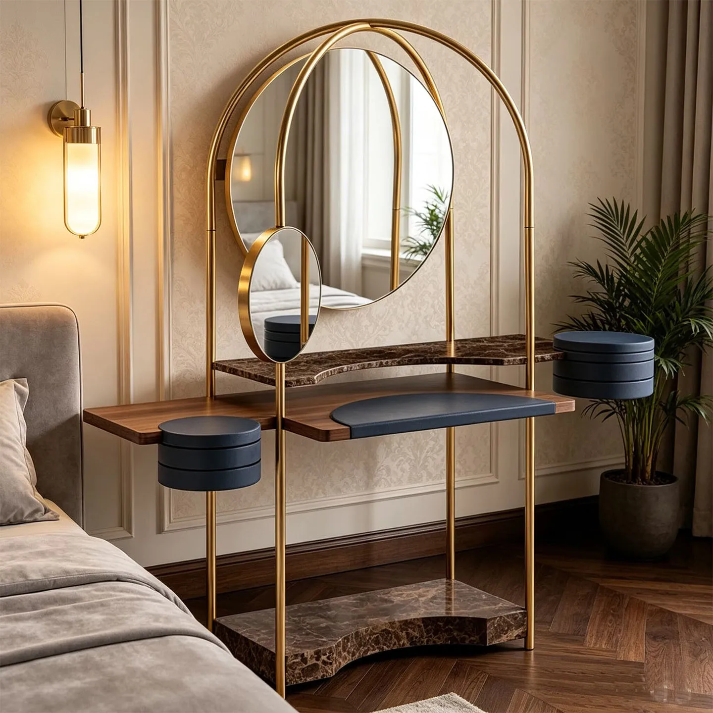 Italian light luxury dresser creative designer modern solid wood makeup table with mirror household