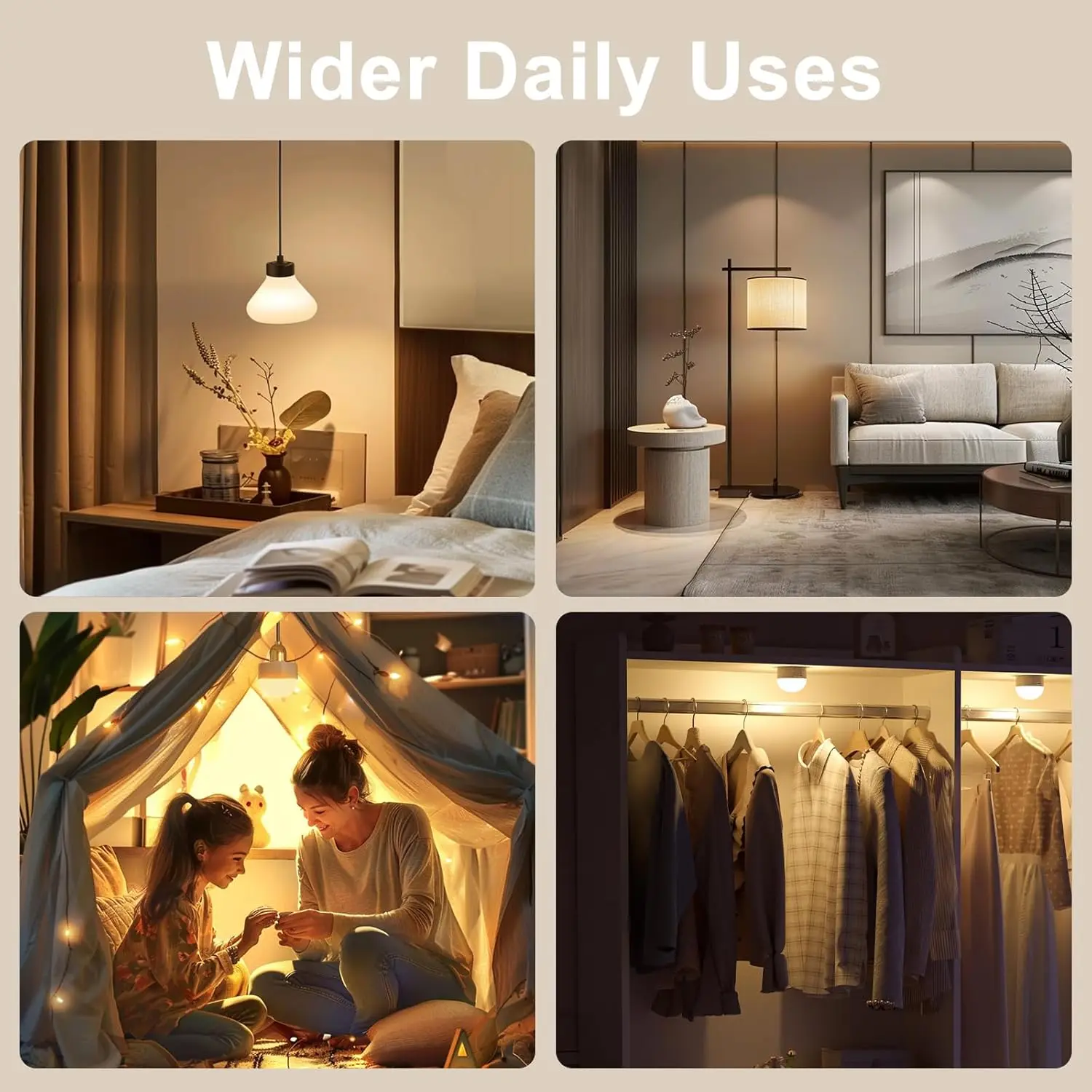 لمبة LED قابلة لإعادة الشحن مع جهاز تحكم عن بعد ومؤقت، 3 درجات حرارة ألوان قابلة للتعتيم + 9 ألوان RGB، قاعدة E12، قابلة للفصل مغناطيسية #5