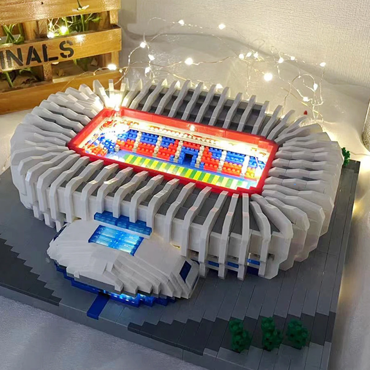 Football Stadium Building Block Set in bag - 3D Model Toys, Sports-Themed Home Decor, Educational Assembly Bricks Kit for Gift