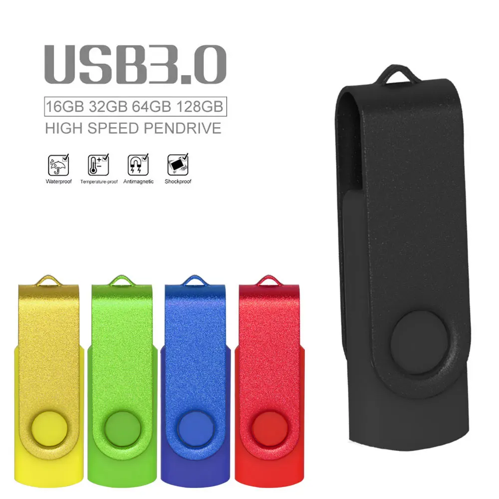 

High Speed USB 3.0 Flash Drive 8GB 16GB 64GB Rotatable Pen Drive 32GB 128GB Memory Stick for Mobile Phone Black Pendrive