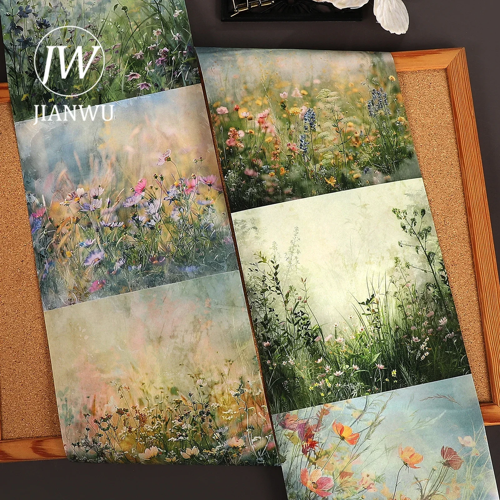 JIANWU 15cm*214cm Vintage Plant Flower Bloom Landscape Material Collage Scrapbooking Washi Tape Creative DIY Journal Stationery