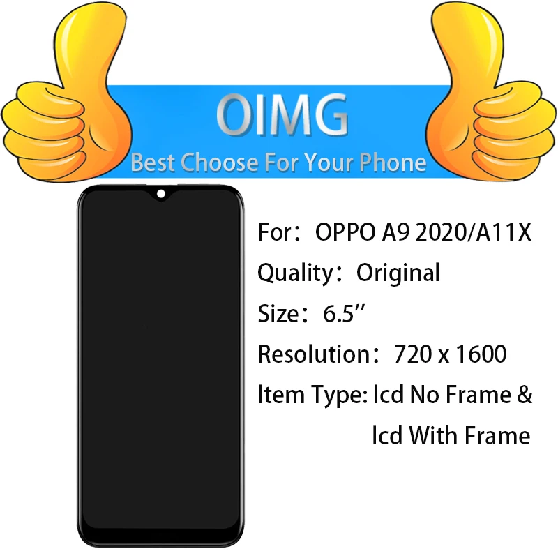 Pantalla Lcd Original de 6,5 pulgadas para OPPO A9 2020 A11X, piezas de repuesto de digitalizador de pantalla táctil con Marco, CPH1937 CPH1939