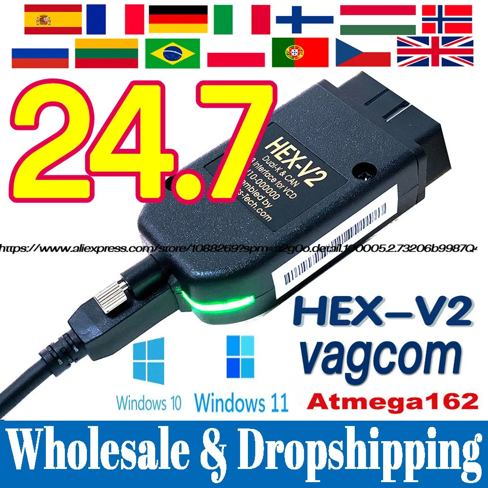 2025 Newest Unlimited VINs VCDS Auto com Diagnostic Coding VAG HEX V2 VAG COM Hardware Interface FOR VW AUDI Skoda Seat Real V2