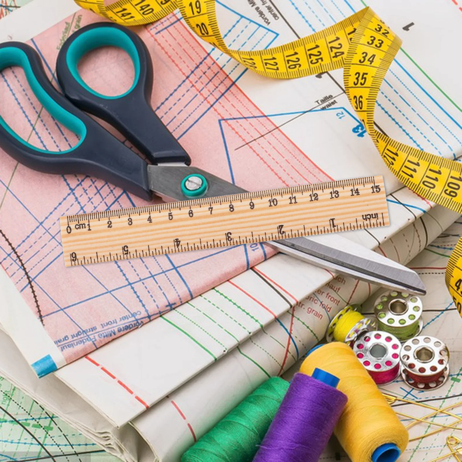 

25Pcs 30cm Wooden Ruler Double Scale Durable Sturdy for Classroom School Office Home Straight Ruler Measuring Tool