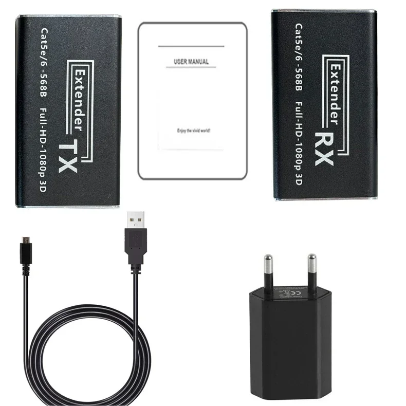 موسع عالي الدقة بواسطة كابل Cat5e/6 يصل إلى 50 متر 1080P HD UTP موسع عبر كابل إيثرنت 1080P 60 هرتز POC موسع HD للكمبيوتر HDTV