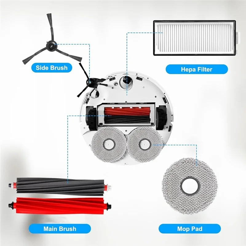 ABRW-Kit de accesorios para Roborock Qrevo Master/Slim Robot piezas de aspiradora Cepillo Lateral principal filtros HEPA almohadilla de fregona bolsas de polvo