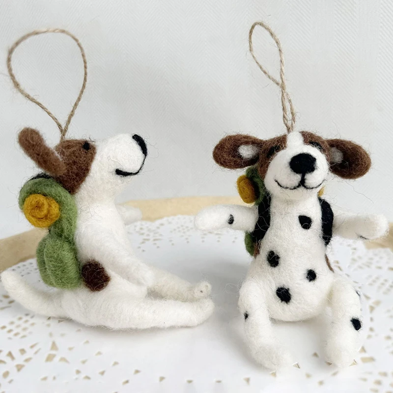 Cute Puppy Dalmatian Three-dimensional Pendant Ornaments Keychain Bag Hanging Handmade Wool Felt Finished Product