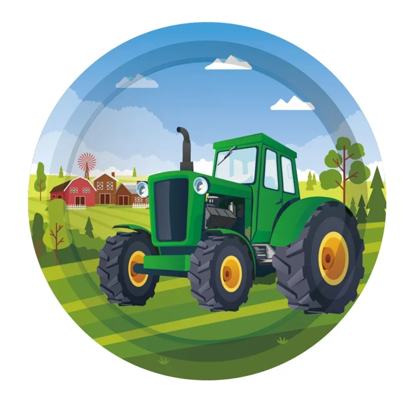 New Farm Tractor Themed Disposable Tableware Cup Plate Set Kids Birthday Tablecloth Balloon Banners Decoration Supplies