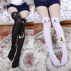 Anime Sailor Moon  Socks Cosplay Costume Luna Cat Cartoon Print  Stocking Pantyhose Tights Stockings Black And White