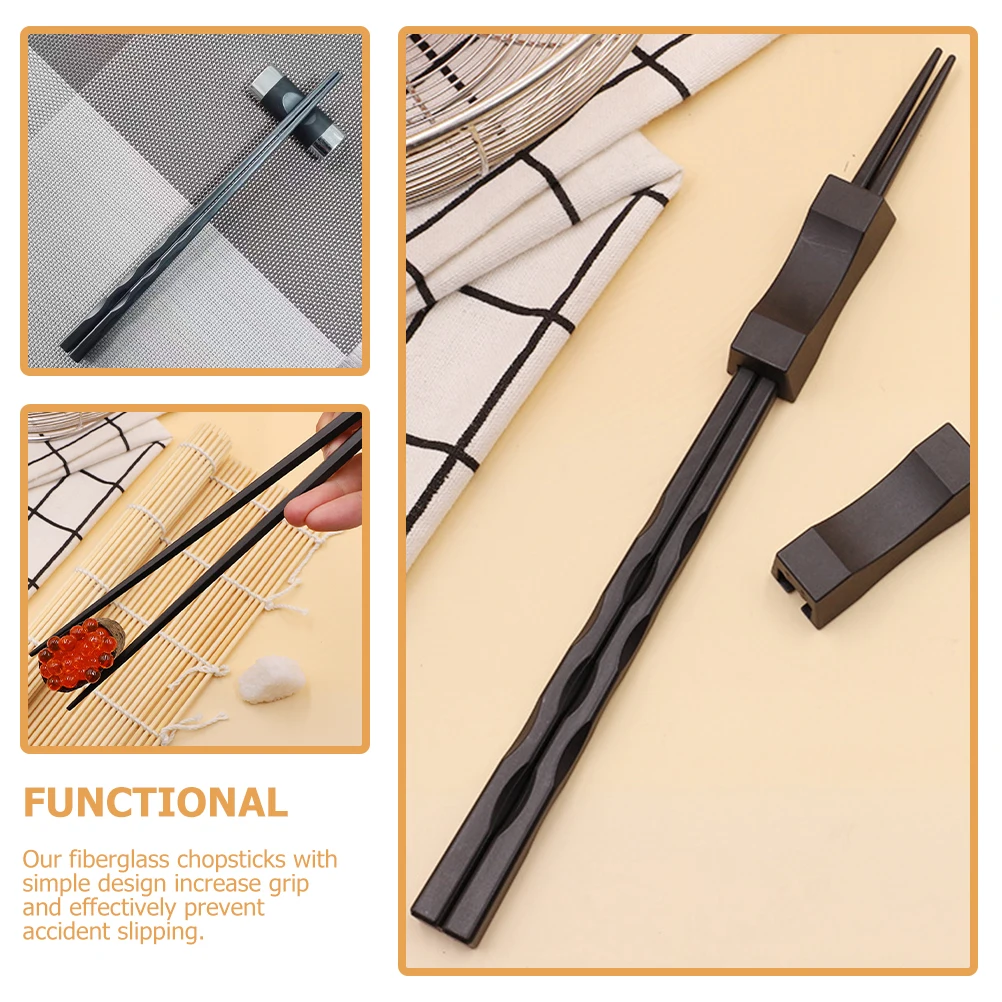 

5pcs Non-slip Thread Alloy Chopsticks Heat-resistant Fiberglass Japanese Style Sushi Reusable Kitchen Tableware Household