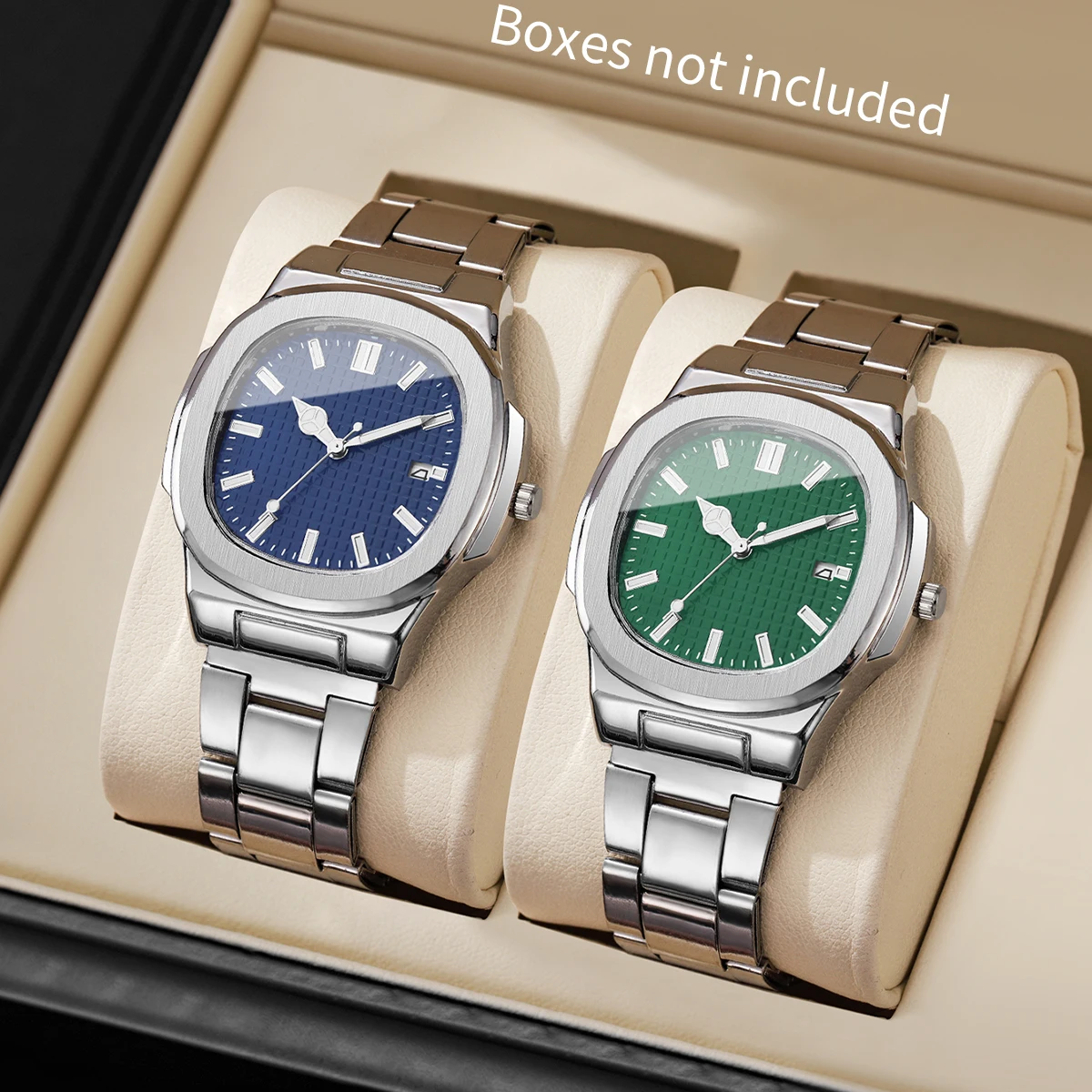 2/4PCS Simple Square Men's Quartz Watch Set