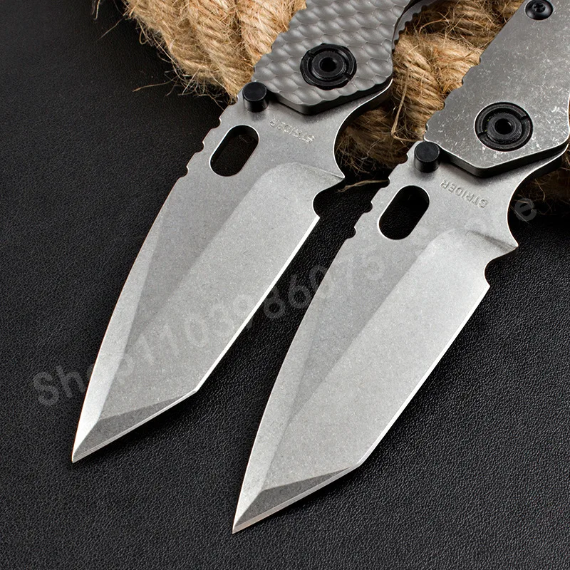 سكين فولاذي عالي التحمل قابل للطي مع شفرة فولاذية D2 ومقبض تيتانيوم TC4 سكين محمول للتخييم في الهواء الطلق عالي الصلابة
