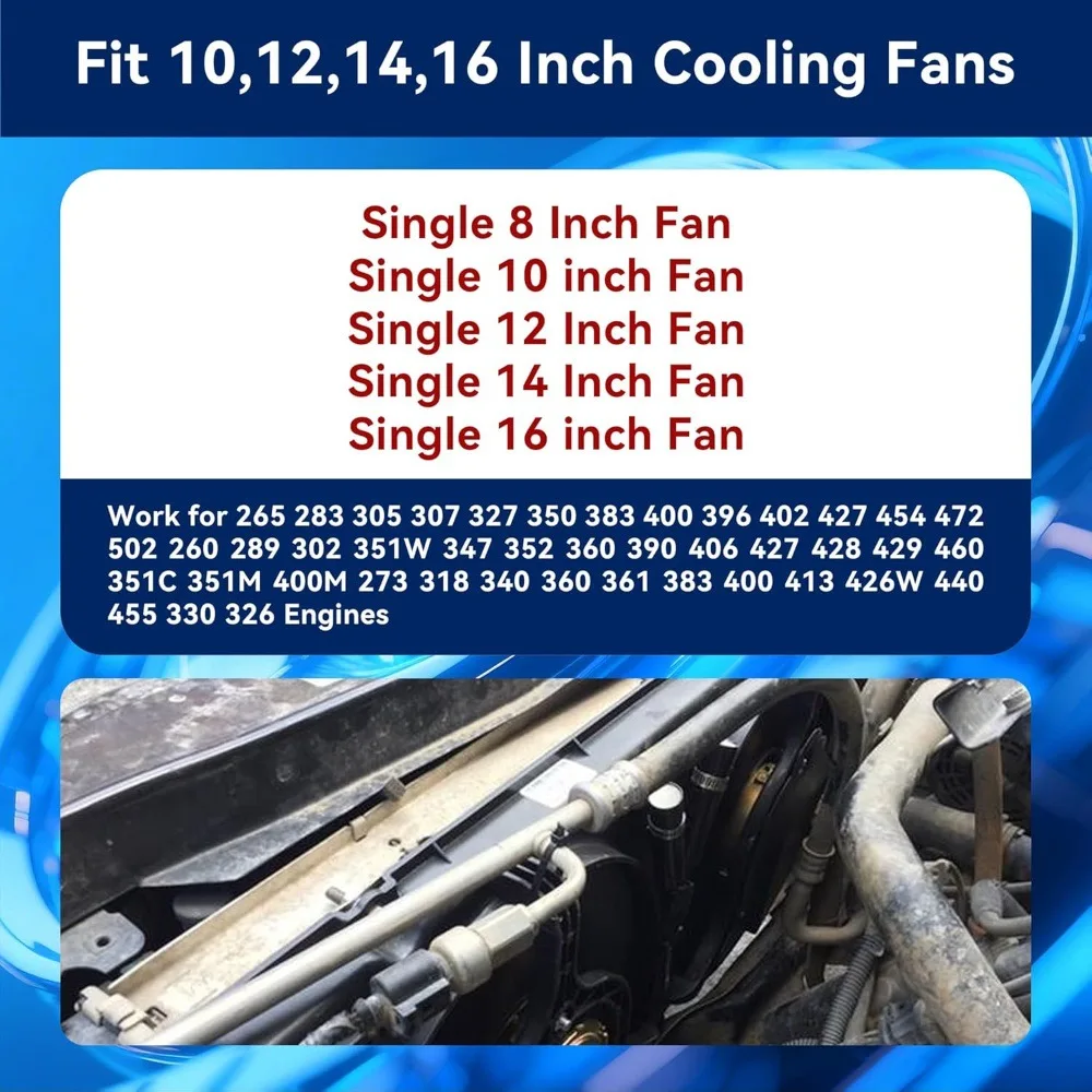 Electric fan relay kit 12V60A electric radiator cooling waterproof fan relay kit with thermostat