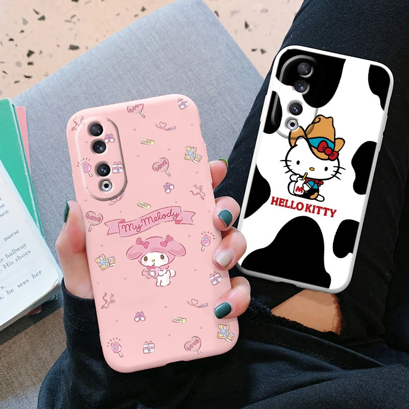 Custodia per telefono per Honor X7b Girl Cute Girls Anti-drop Cartoon Cinnamoroll Kuromi Hello Kitty Cover posteriore in Silicone Siling Shell