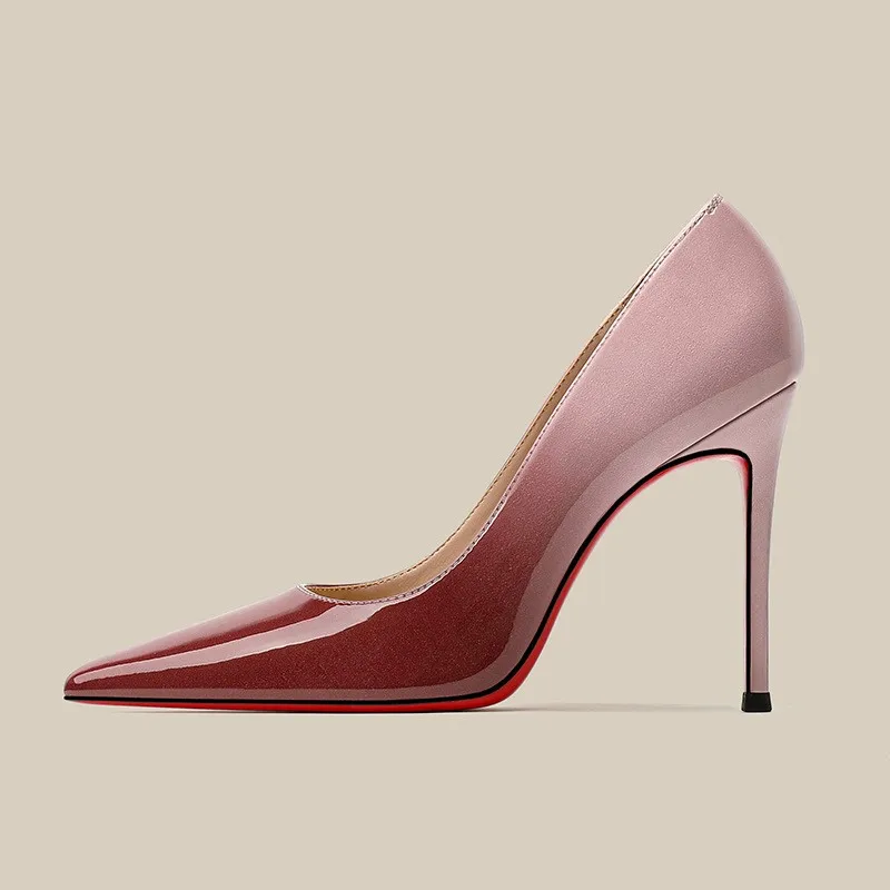 New style patent leather pointed-toe sexy light-colored skin-friendly slim high-heeled women's shoes