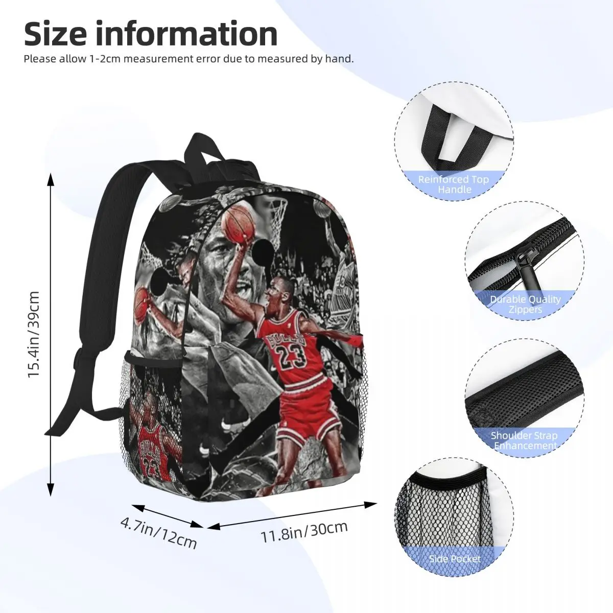 Michael-Jordan Zaino universitario impermeabile ad alta capacità di nuova moda Borsa da viaggio per laptop alla moda da 15 pollici