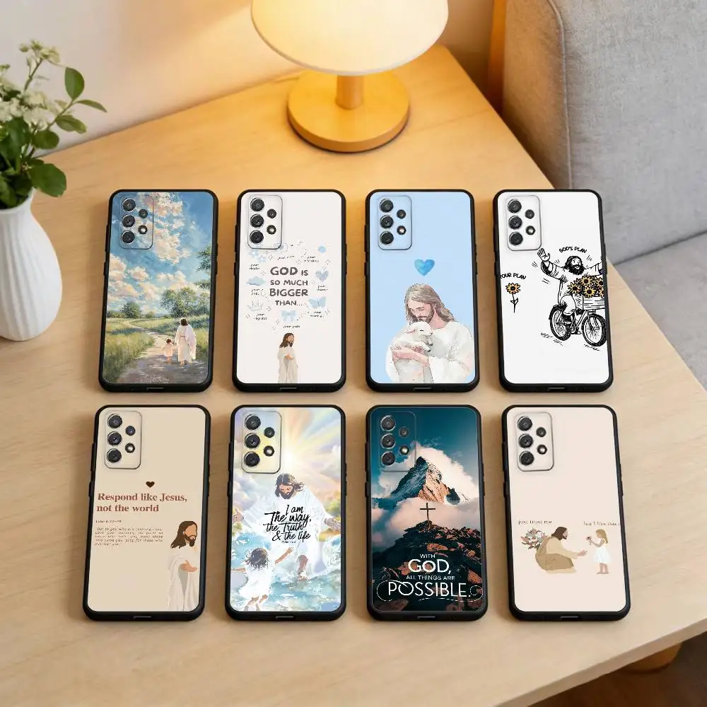 

Jesus-Bible-Verse Phone Case For Samsung Galaxy A73,A72,A71,A70,A53,A52,A51,Soft Silicone Black Cover