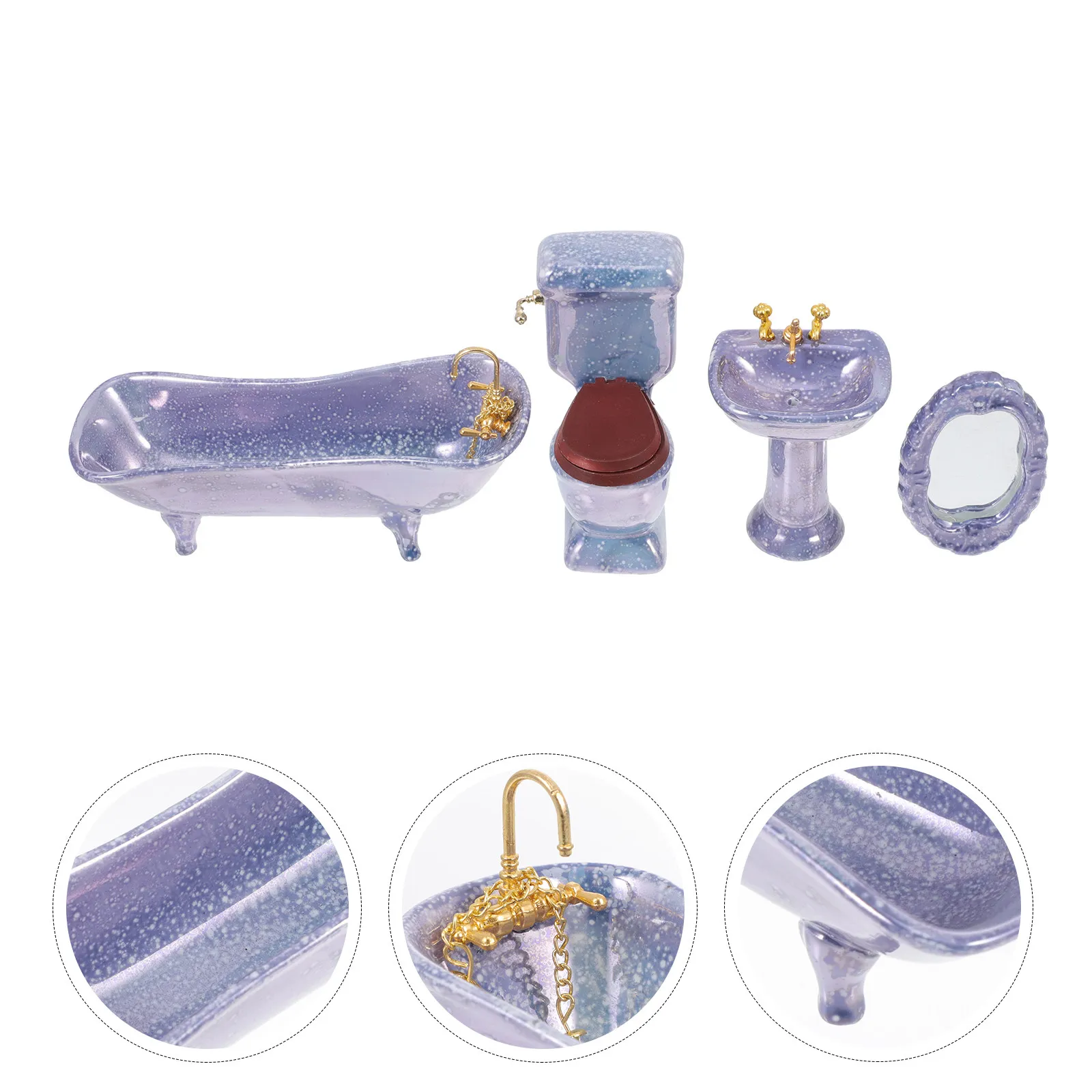 

1Set Miniature Furniture Bathroom Set Ceramic Realistic Mini House Accessory Small House Decoration Kid Playhouse Ornament