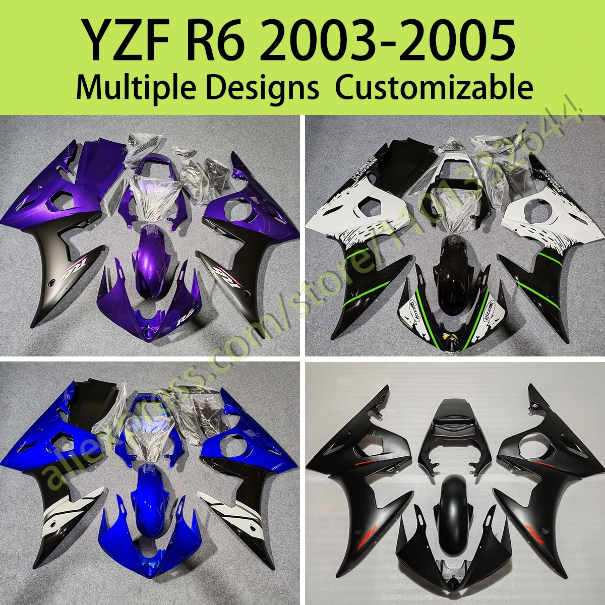 

Fairings YZFR6 2003 2004 2005 ABS Plastic Injection Motorcycle Customized Prime Fairing Kit for Yamaha YZF R6 03 04 05