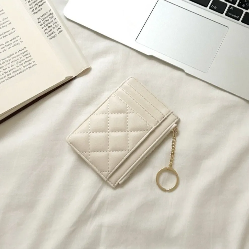 Tragbare kurze Hangging-Kartentasche aus PU-Leder, bunte Multi-Karten-Geldbörse mit Schlüsselanhänger, Reißverschlusstasche, Geldbörse für den Außenbereich