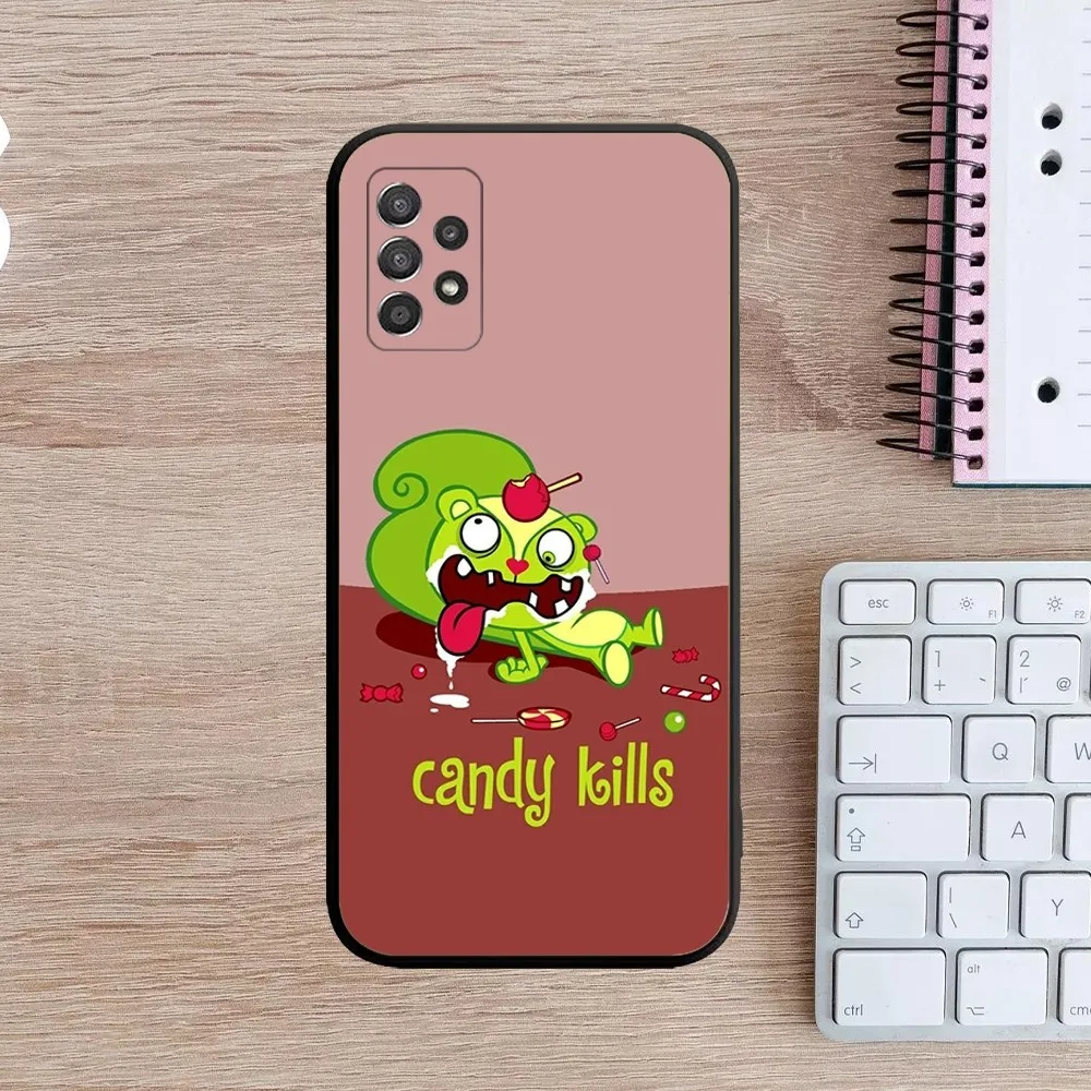 Happy T-Tree-Friends Handyhülle für Samsung Galaxy A13, A21s, A22, A31, A32, A52, A53, A71, A80, A91 Soft Black Cover