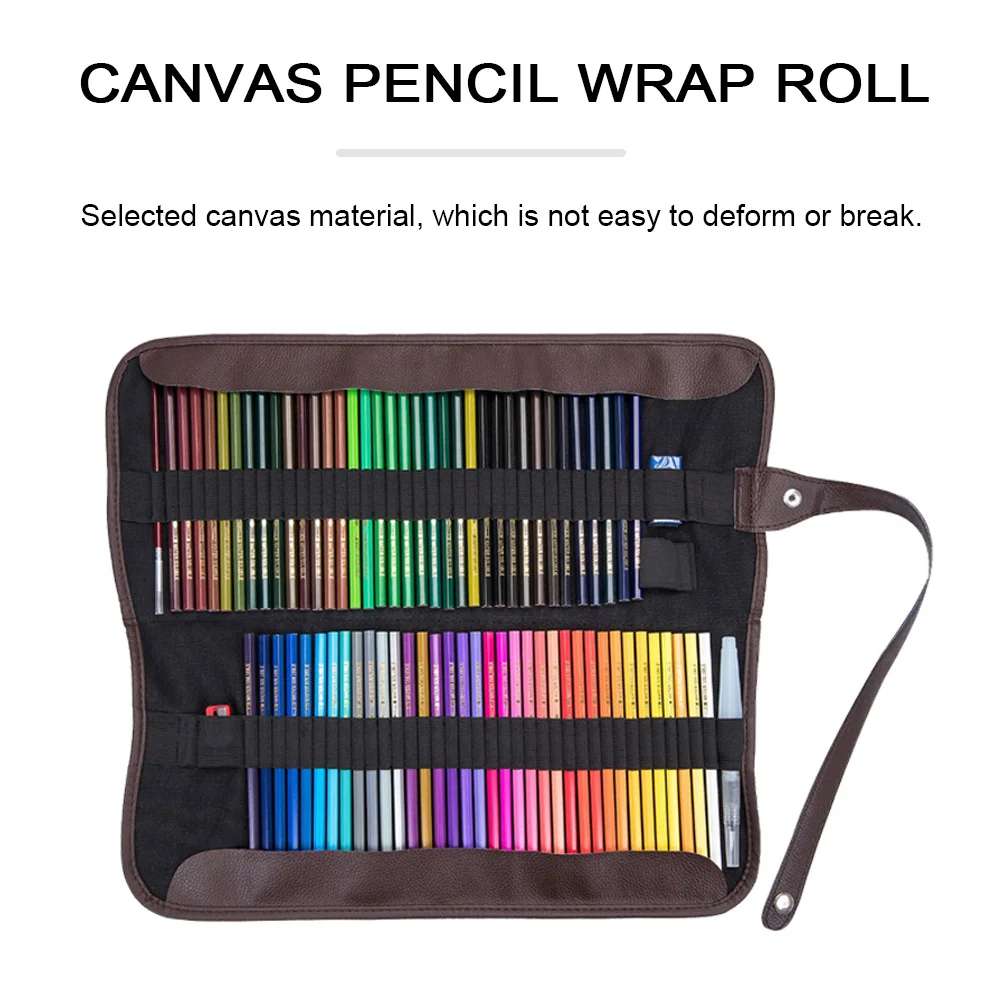 

72-Hole Pencil Roll Bag Canvas Large Capacity Drawing Pencil Wrap Storage Organizer Art Stationery Holder Pouch Case