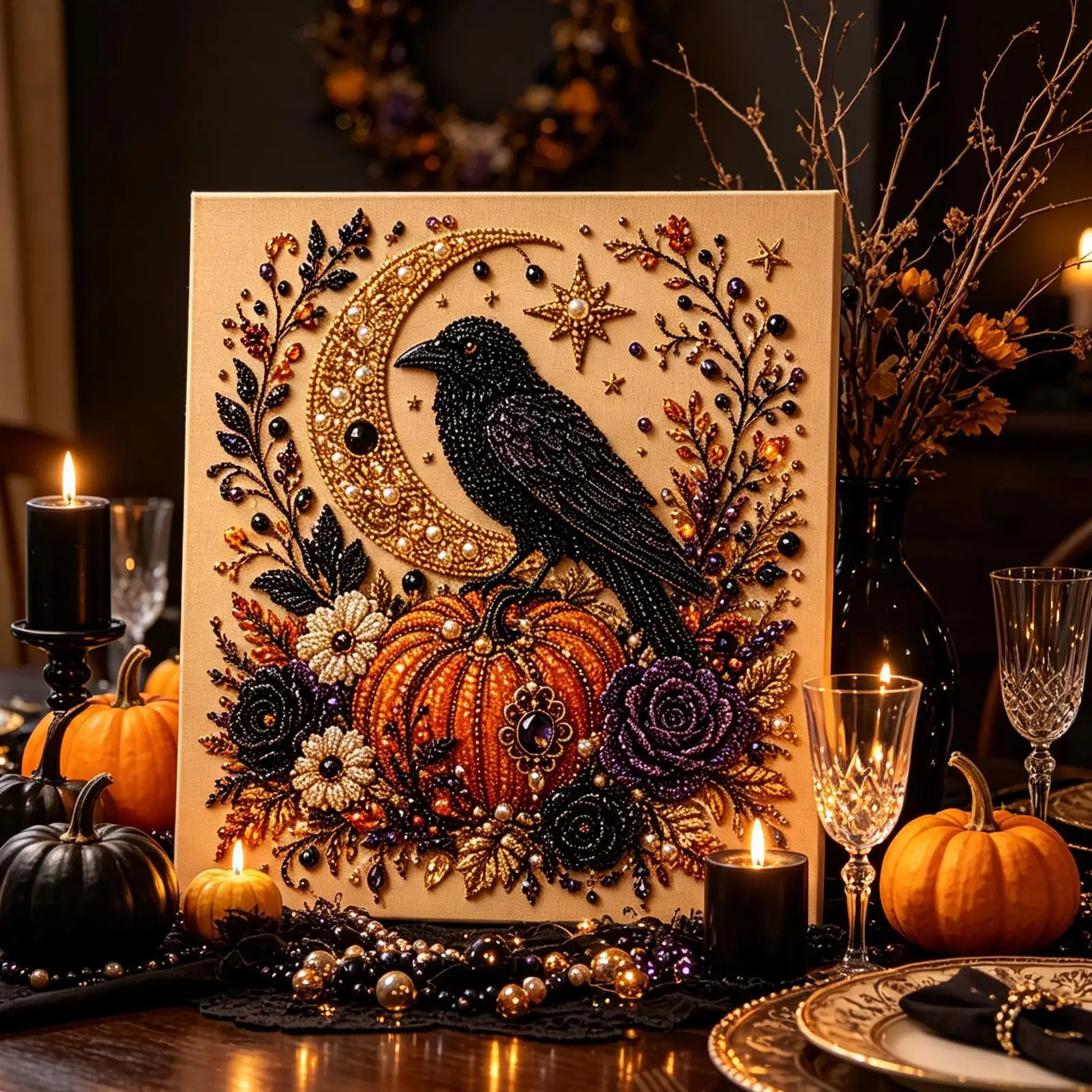Halloween-Geister-Perlen-Kunst-DIY-Set Gruselige Geister Festliche Halloween-Wandkunst-Bastelsets Halloween-Wanddekoration Geschenke für Jungen und Mädchen – Detail 3