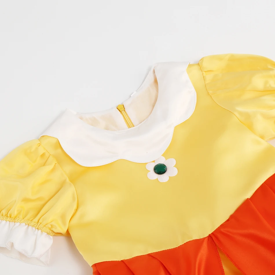 Girls Daisy Princess Yellow Layered Tulle Dress with Accessories Game Character Cosplay Costume Kids Halloween Carnival Gown image 4