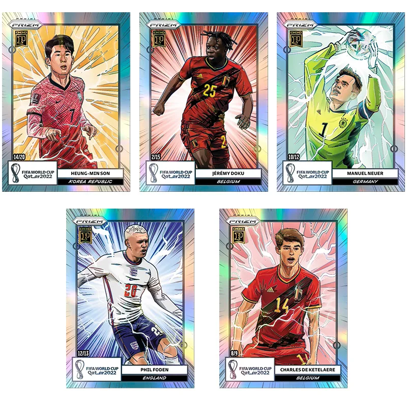 بانيني بريزم 2022 كأس العالم مانغا ليفاندوفسكي جافي FC برشلونة لتقوم بها بنفسك محلية الصنع نجم كرة القدم بطاقة التداول هدية عيد ميلاد مجموعة