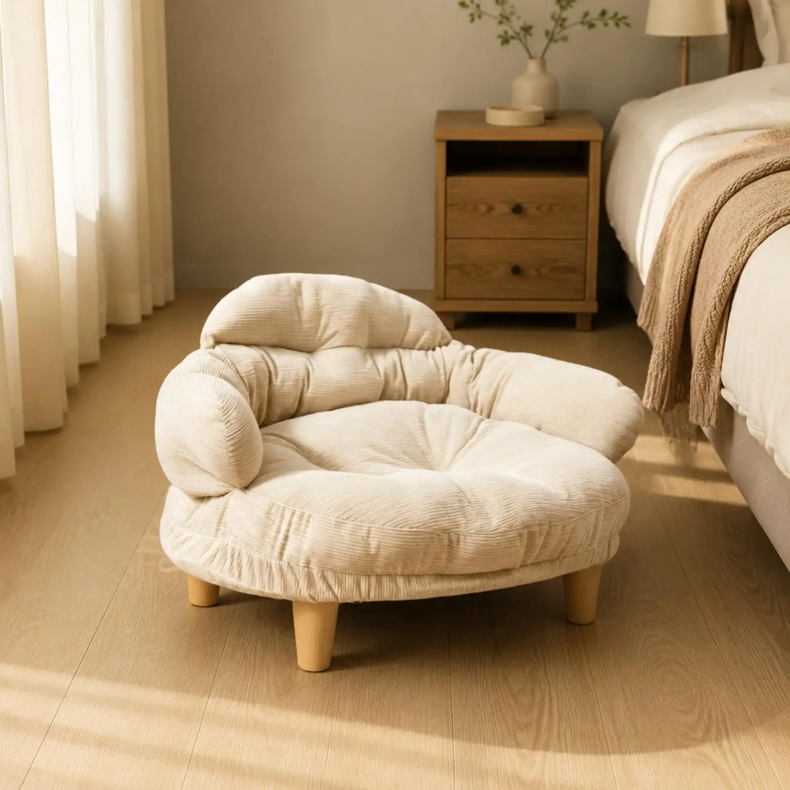 Classic Fabric Pet Couch for Cats Dogs with Legs and Snuggly Cushion for Daily Naps