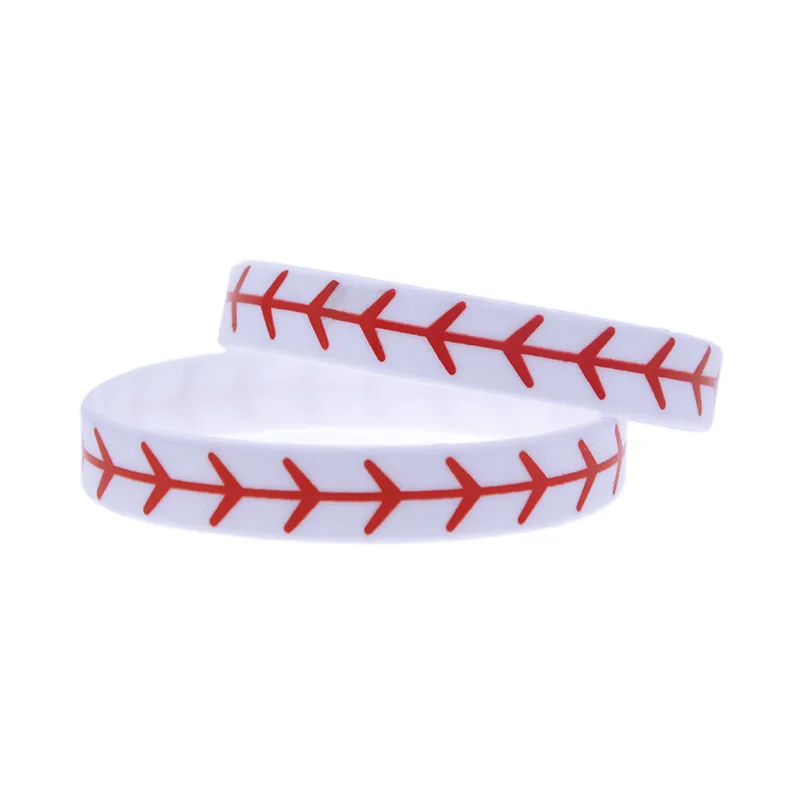50 Stück bedruckte Silikonarmbänder, 1/2 Zoll breit, im Sportstil, aus Gummi, in Weiß und Gelb. – Detail 5