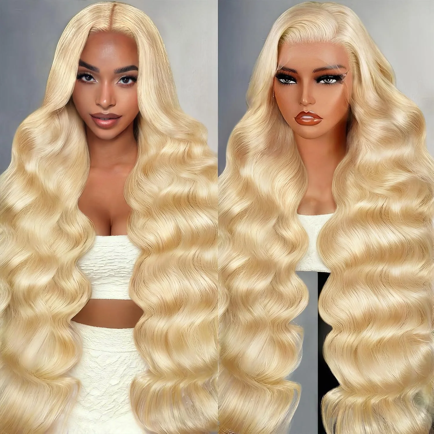 613 Blonde 13x4 HD Lace Front Echthaarperücke 16-34 Zoll Brasilianische Body Wave Vorgezupft 220% Dichte für Frauen