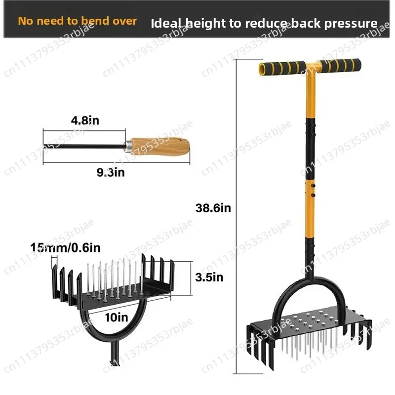 Premium Lawn Scarifier Garden Scarifier Grass Punch Carbon Steel Soil Scarifier Armrest Grass Punch